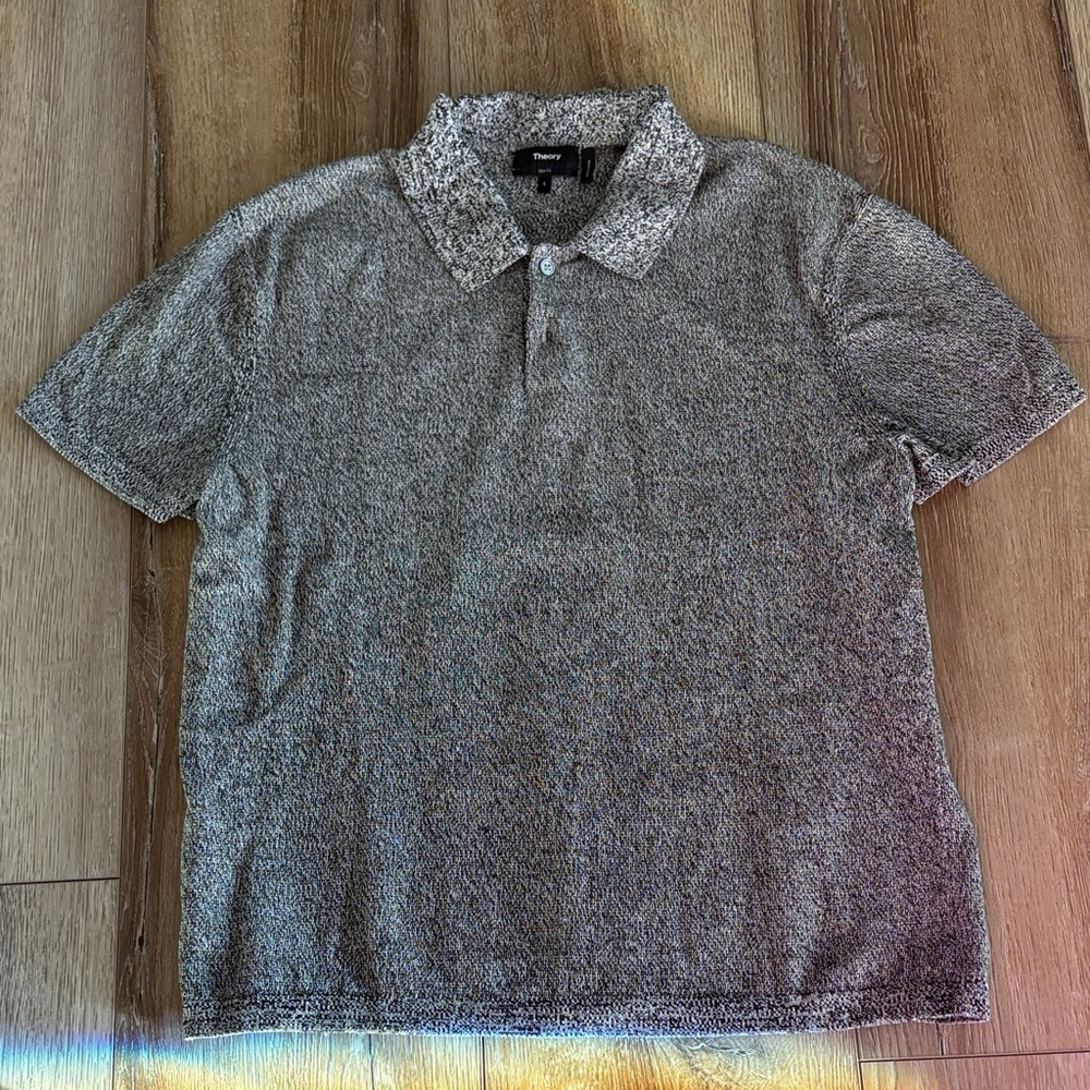 Theory Textured Gray Polo Shirt